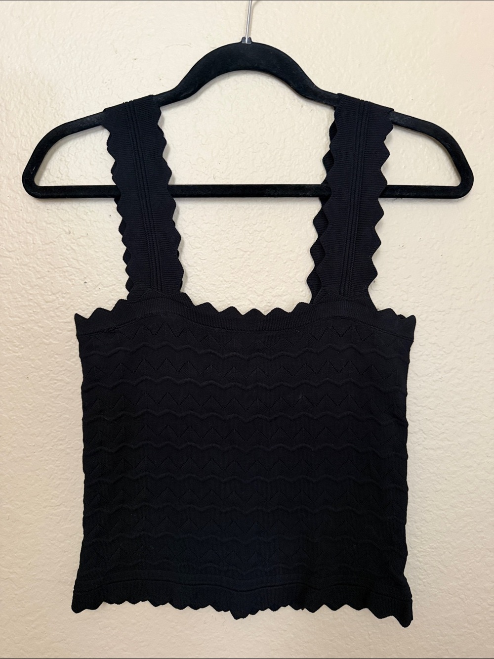 miami Black Scalloped Knit Tank